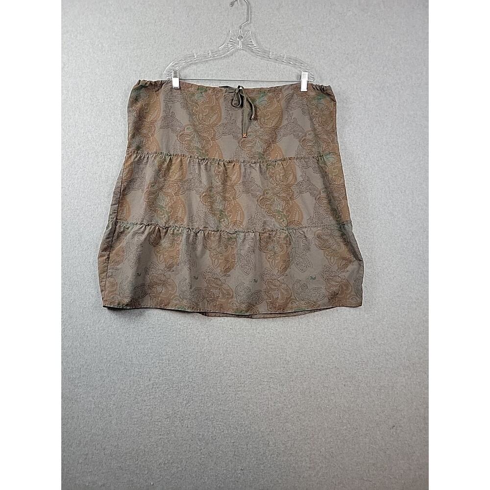 Gramicci Brown Paisley Oversized Active Nylon Skirt Women's Large Drawstring